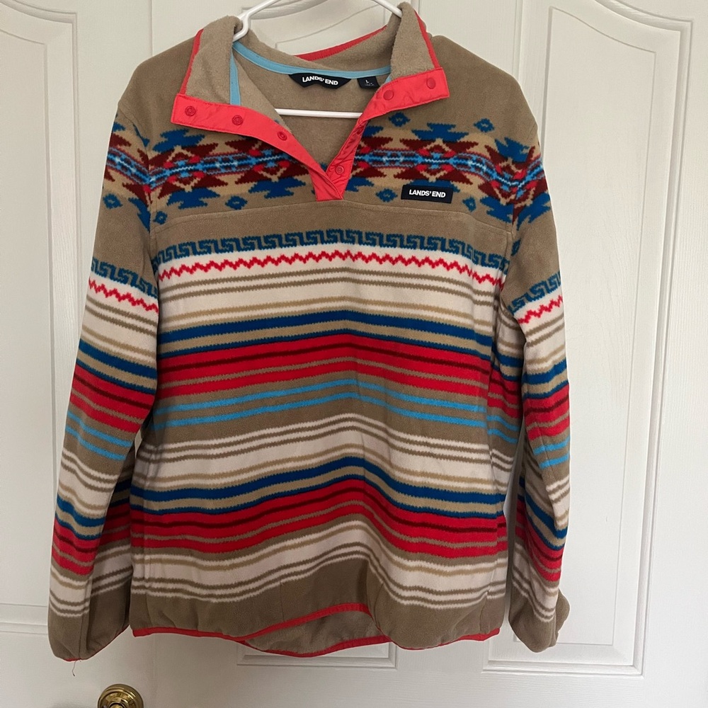 Lands' End Multicolor Striped Pullover